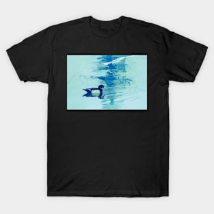 wood duck on blue. T-Shirt